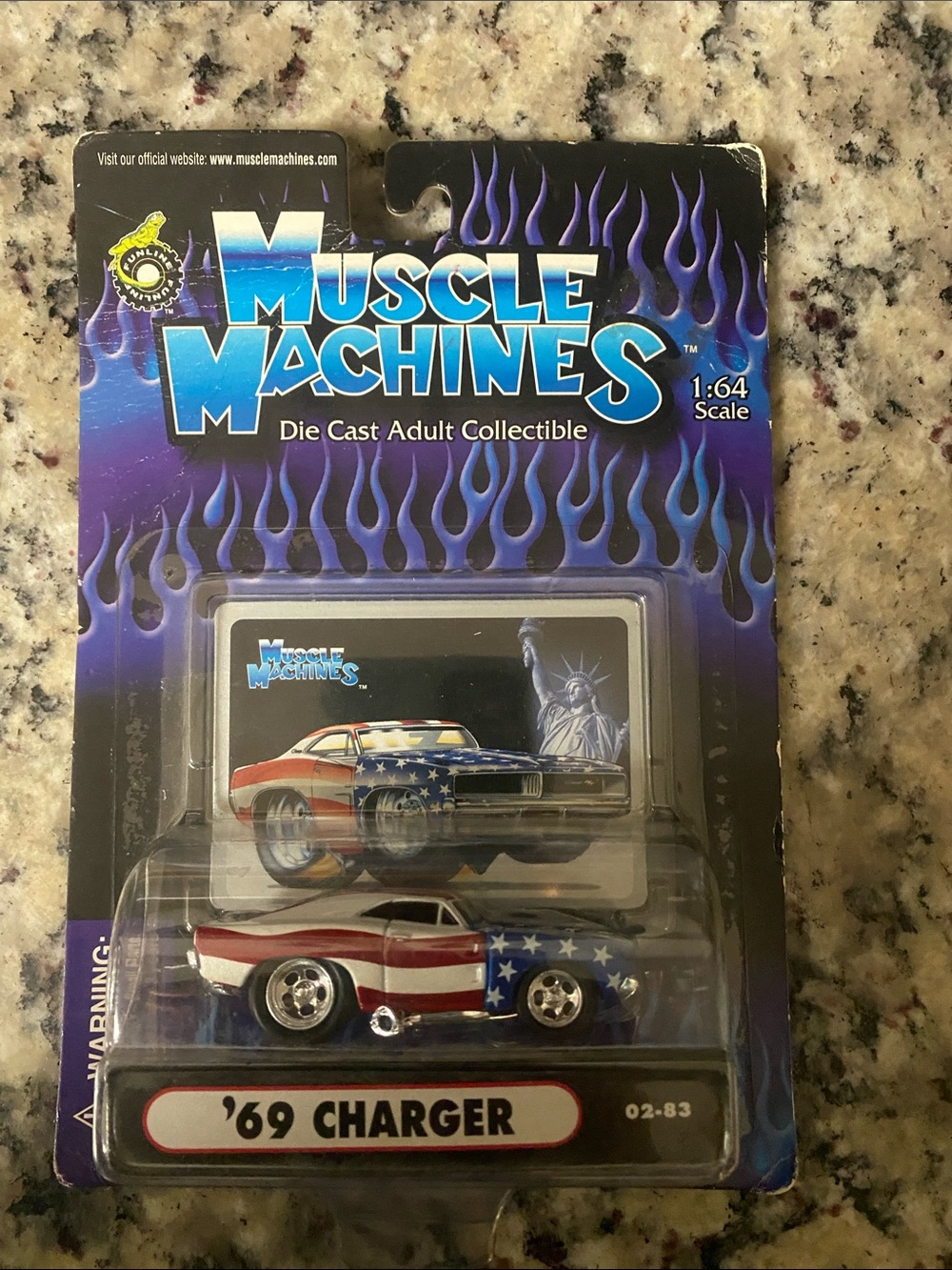 '69 Charger Die-Cast Toy Car — American Flag Design (Blue, Red, White)